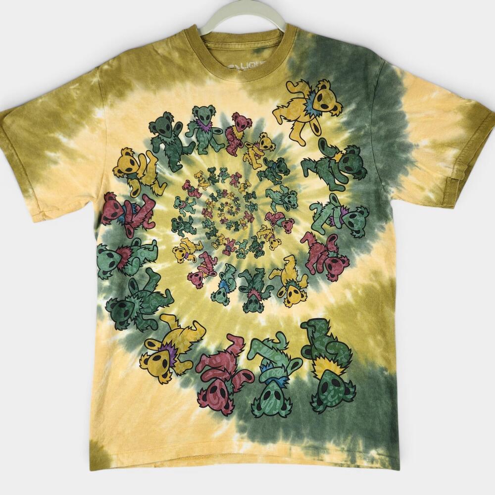 Liquid Blue Grateful Dead Shirt Adult Medium Tie Dye Spiral Bears Graphic Tee